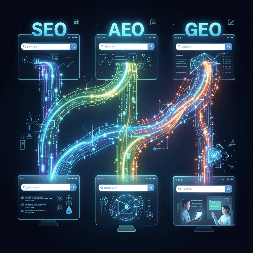 How Does SEO, AEO, and GEO Work Together to Help Brands Rank on Google and AI Platforms?